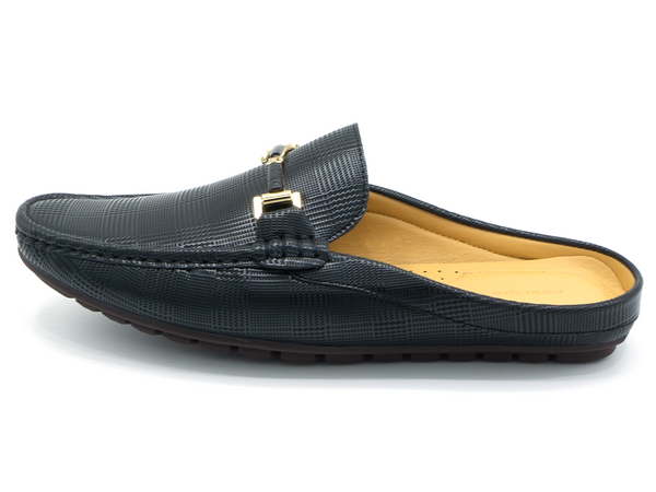 EMBOSSED BUCKLED HALF LOAFERS