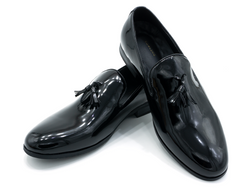 PATENT TASSEL MOCCASINS