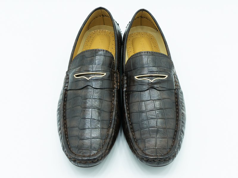 TEXTURED BUCKLED LOAFERS