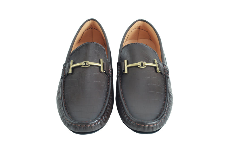 TEXTURED BUCKLED LOAFERS